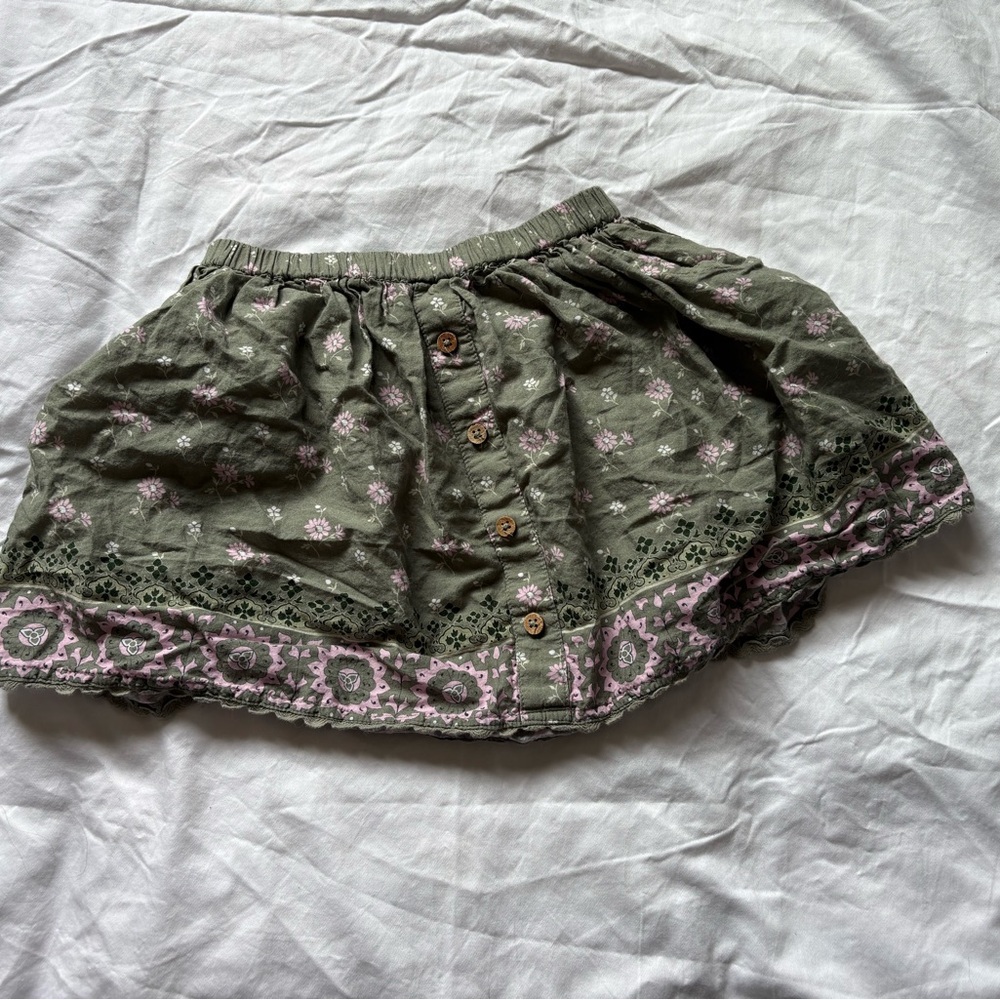 Spell Olive Skirt with Pink Floral Design